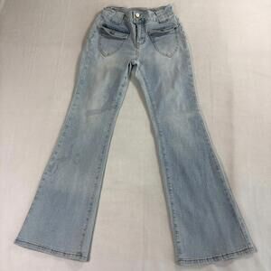 NV Felix Womens Light Wash Flare Jeans High Rise Stretch Denim Retro Bell Bottom